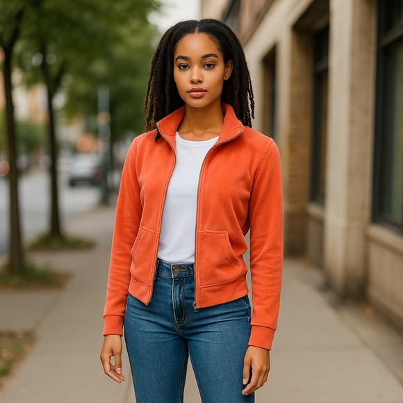 Juicy Couture Jackets & Blazers - Womens Juicy Couture Coral Velour Zip-Up Track Jacket Size Small